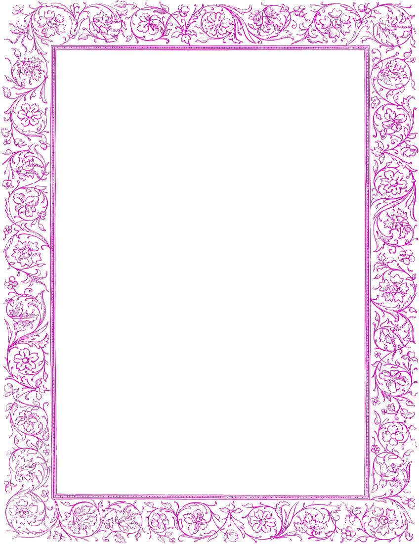 Girly Border Png Free Download - Victorian Border (850x1100), Png Download