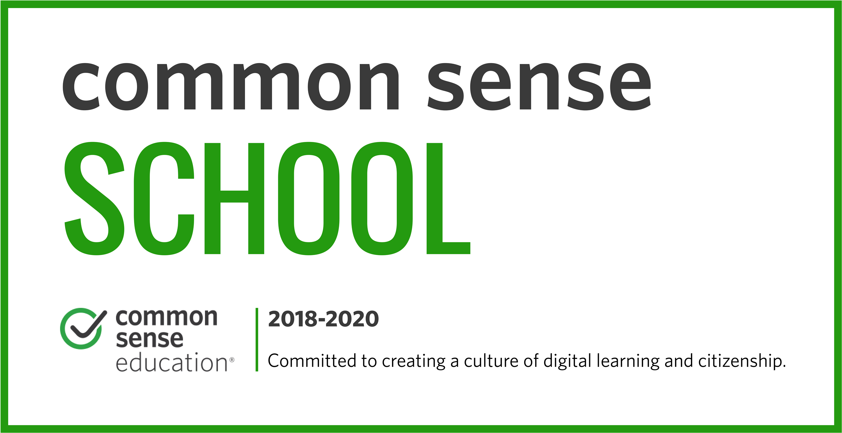 We Are A Common Sense Media Digital Citizenship Certified - Common Sense Media Certified School (3000x1579), Png Download