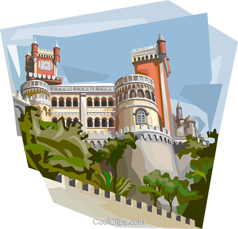 Portugal Sintra Pena Palace Royalty Free Vector Clip - Palácio Da Pena Png (480x462), Png Download