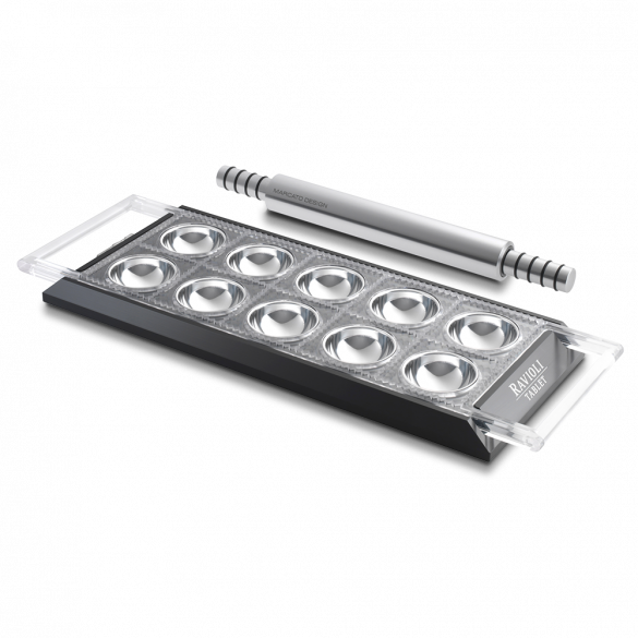 Ravioli Maker Tablet Black Marcato - Marcato Ravioli Black Tablet With Rolling Pin (585x585), Png Download