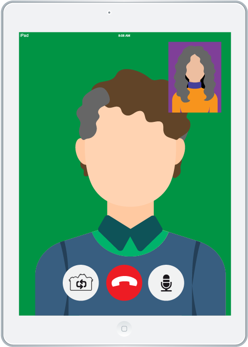 A Tablet Showing The Person That Has Been Called Taking - Cartoon (1100x801), Png Download