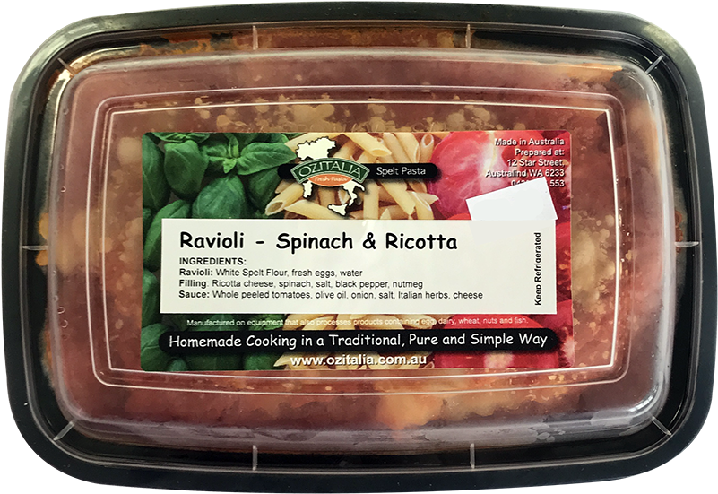 Ozitalia Spinach & Ricotta Spelt Ravioli Frozen 500g - Ravioli (800x800), Png Download