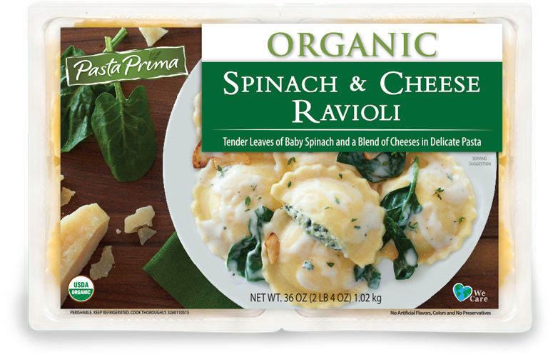 Organic Spinach & Cheese Ravioli - Pasta Prima (800x600), Png Download