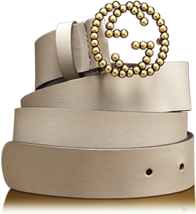 Belt With Studded Interlocking G Buckle - Belt (538x436), Png Download