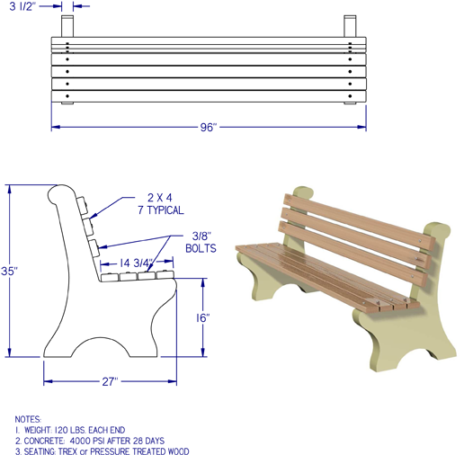Park Bench - Precast Park Benches (520x528), Png Download