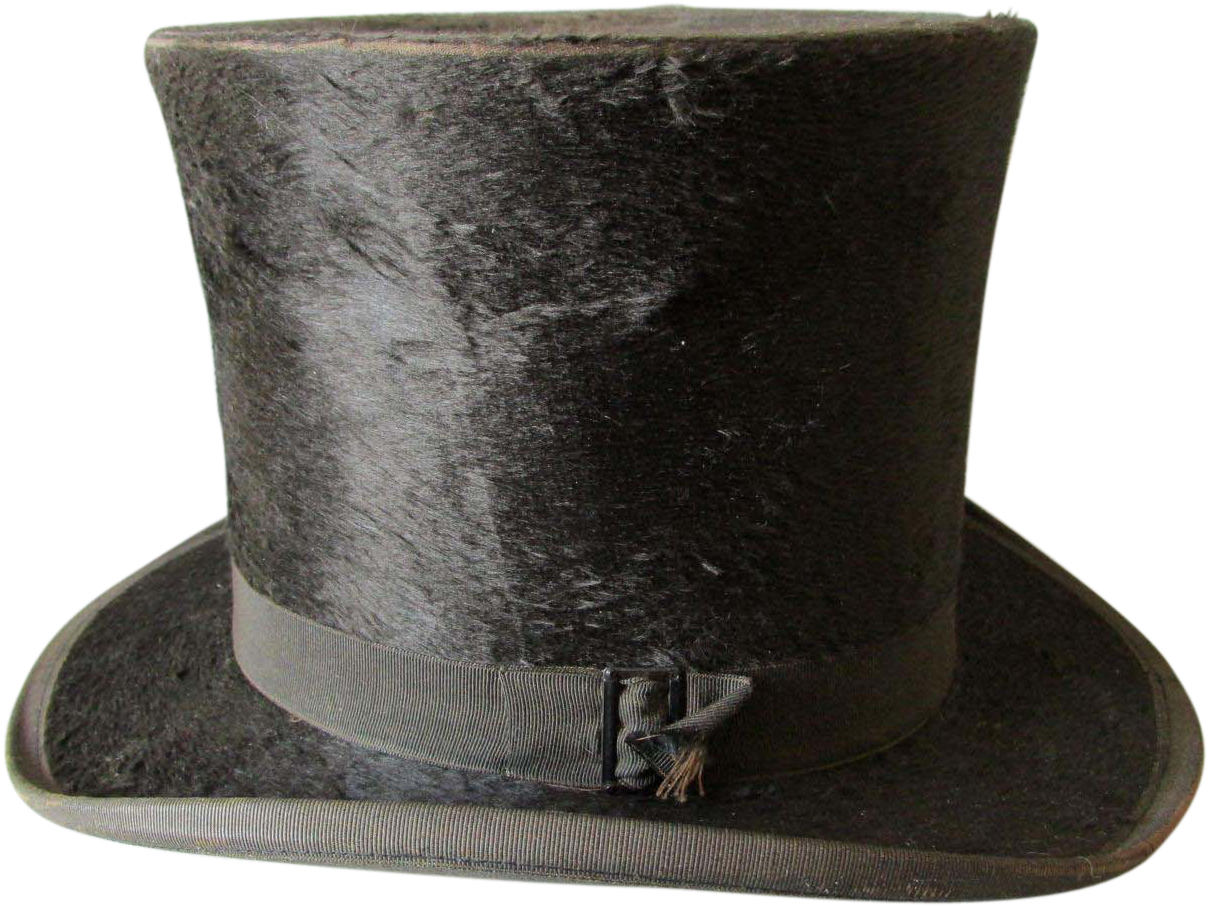 Antique C1870s Gentleman's Top Hat, Silk Plush Millinery, - Top Hat (1207x1207), Png Download
