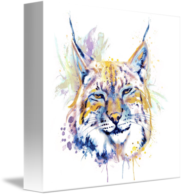 "bobcat Head" By Marian Voicu, Bucharest // Watercolor - Bobcat Head Canvas Print - Small By Marianvoicu (606x650), Png Download