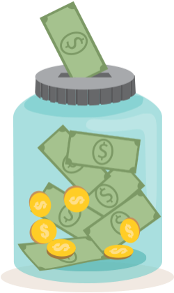 Libertydollar Bill Falling Into A Jar Filled With Money - Money (450x429), Png Download