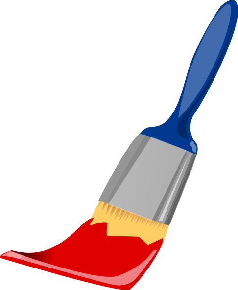 Paint Brush Blue And Red Clip Art At Clker - Clipart Red Paint Brush (486x593), Png Download
