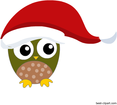 A Super Cute Owl Wearing Big Hat Free Christmas Clipart - Clip Art (450x450), Png Download