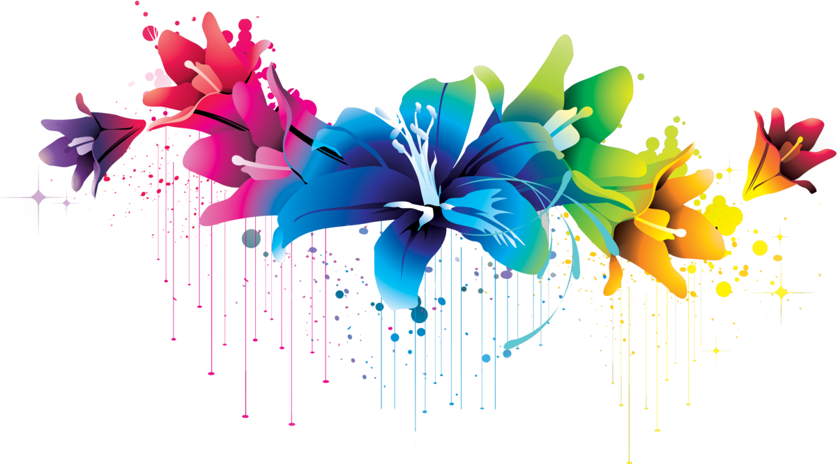 Colorful Flower Vector Clipart Png - Colorful Flower Png (1202x665), Png Download