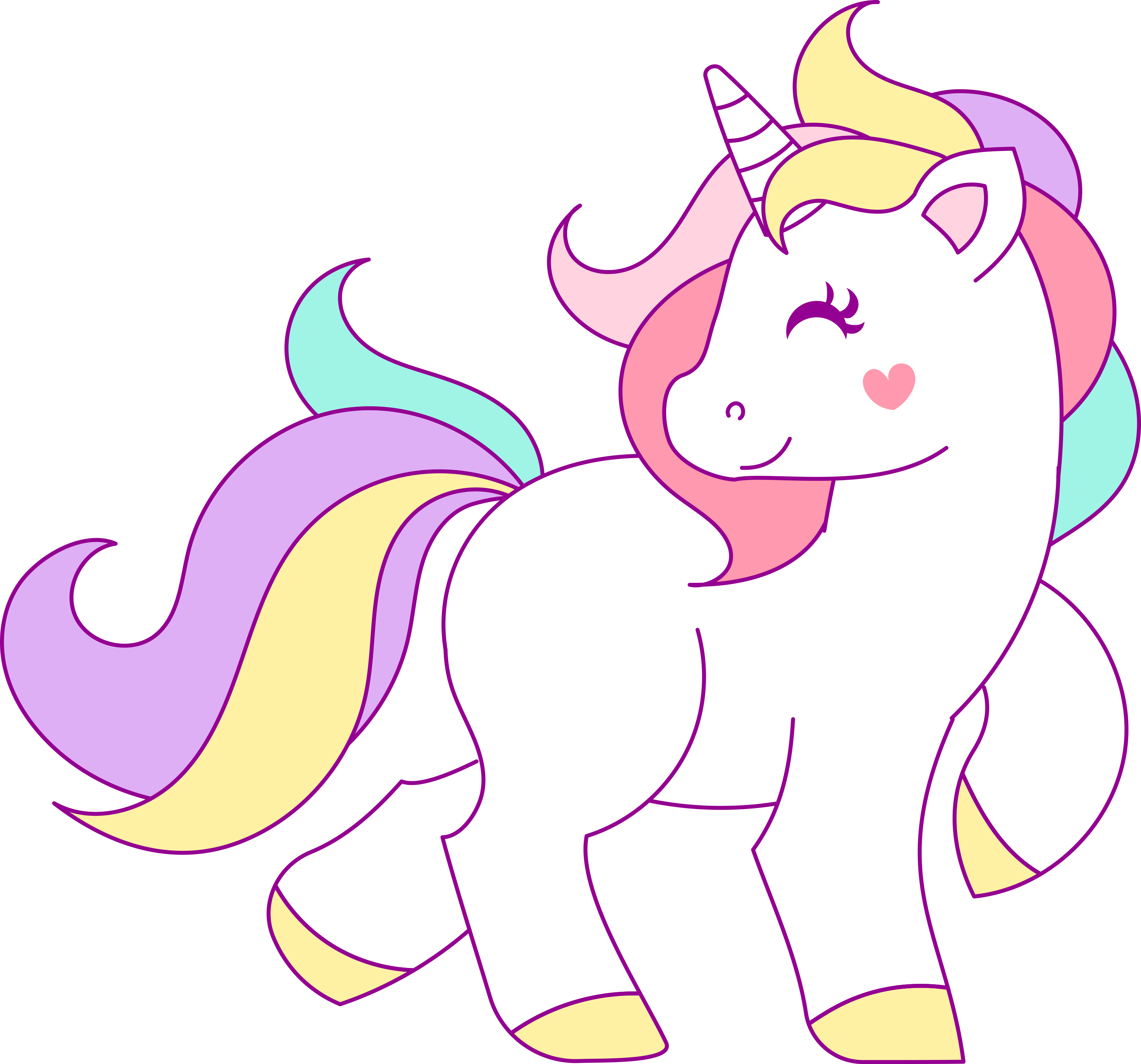 Unicorns-7 - Unicornio Dibujo Png (3016x2813), Png Download