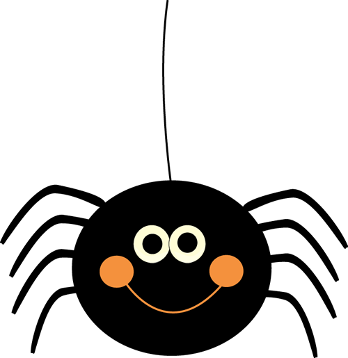 Cute Hanging Halloween Spider Clip Art - Cute Halloween Clip Art (500x515), Png Download