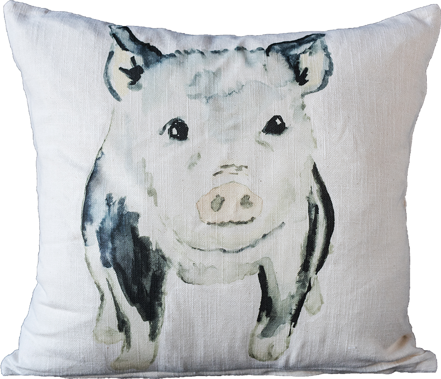 Original Watercolor Pig - Cushion (900x773), Png Download