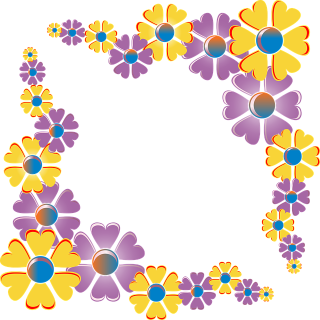 Big Flower Corner Design (640x640), Png Download