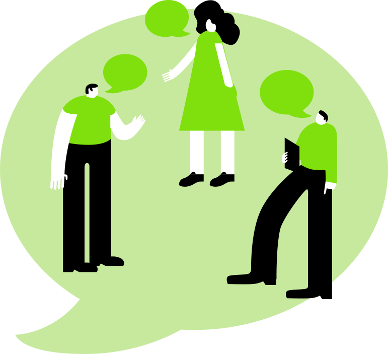 People Talking Providing Support - Marketing (771x703), Png Download