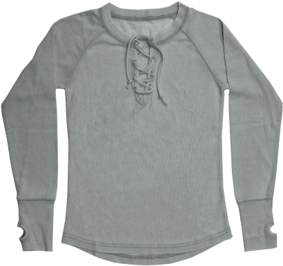 Gray Lace-up Thermal Shirt - Shirt (415x415), Png Download