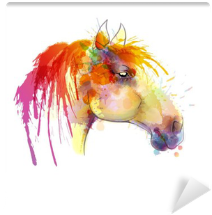Horse Head Watercolor Painting Vinyl Wall Mural - Watercolor Painting (400x400), Png Download