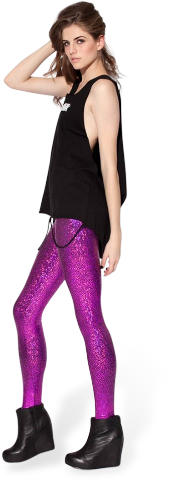 Black Milk Clothing Shattered Glass Fuchsia Leggings - Leggings (683x1024), Png Download