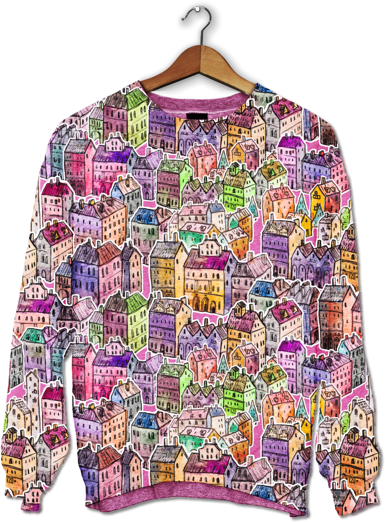 Watercolor Architectural Patterns - Sweatshirt (1400x1813), Png Download