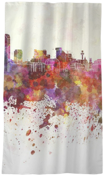 Liverpool Skyline In Watercolor Background Sheer Window - Liverpool Skyline In Watercolor Background (400x400), Png Download