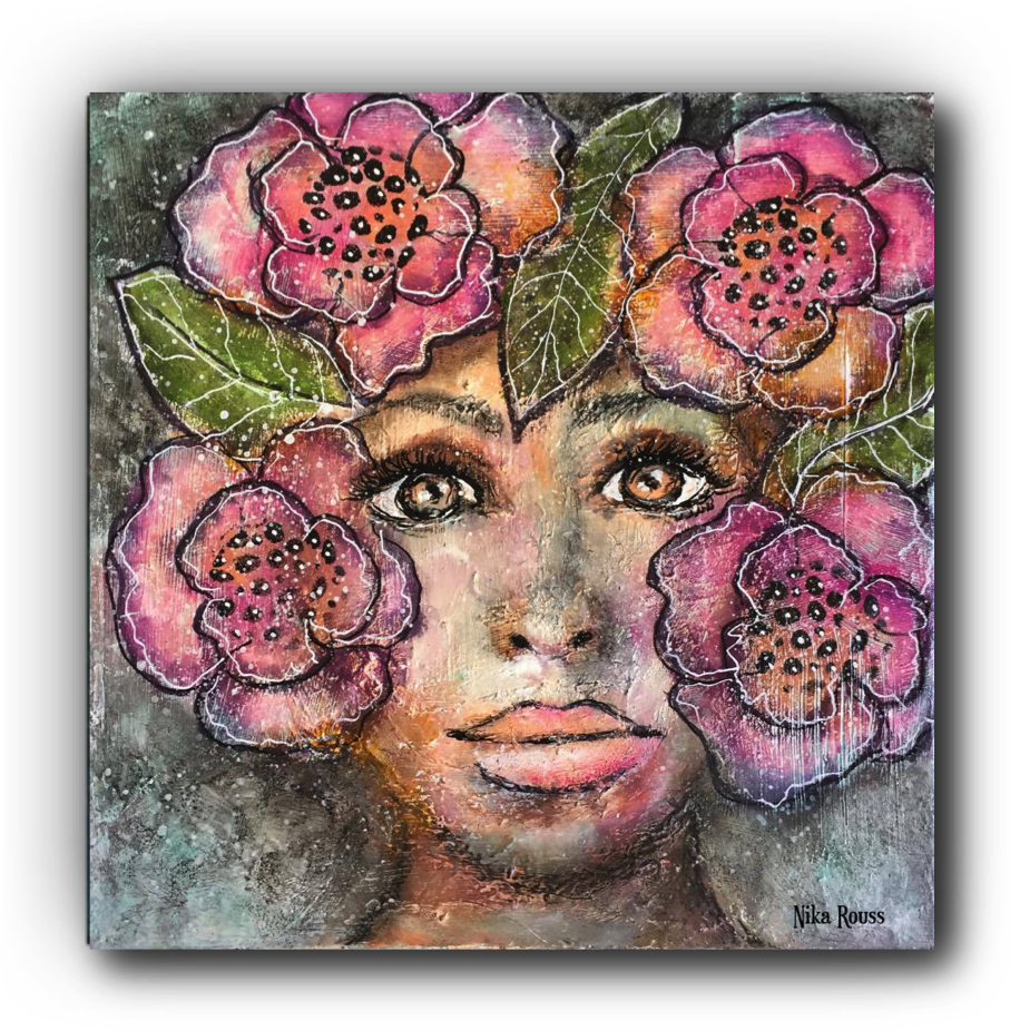 Jpg Royalty Free Library Female Portrait Nika Rouss - Floral Design (908x1125), Png Download