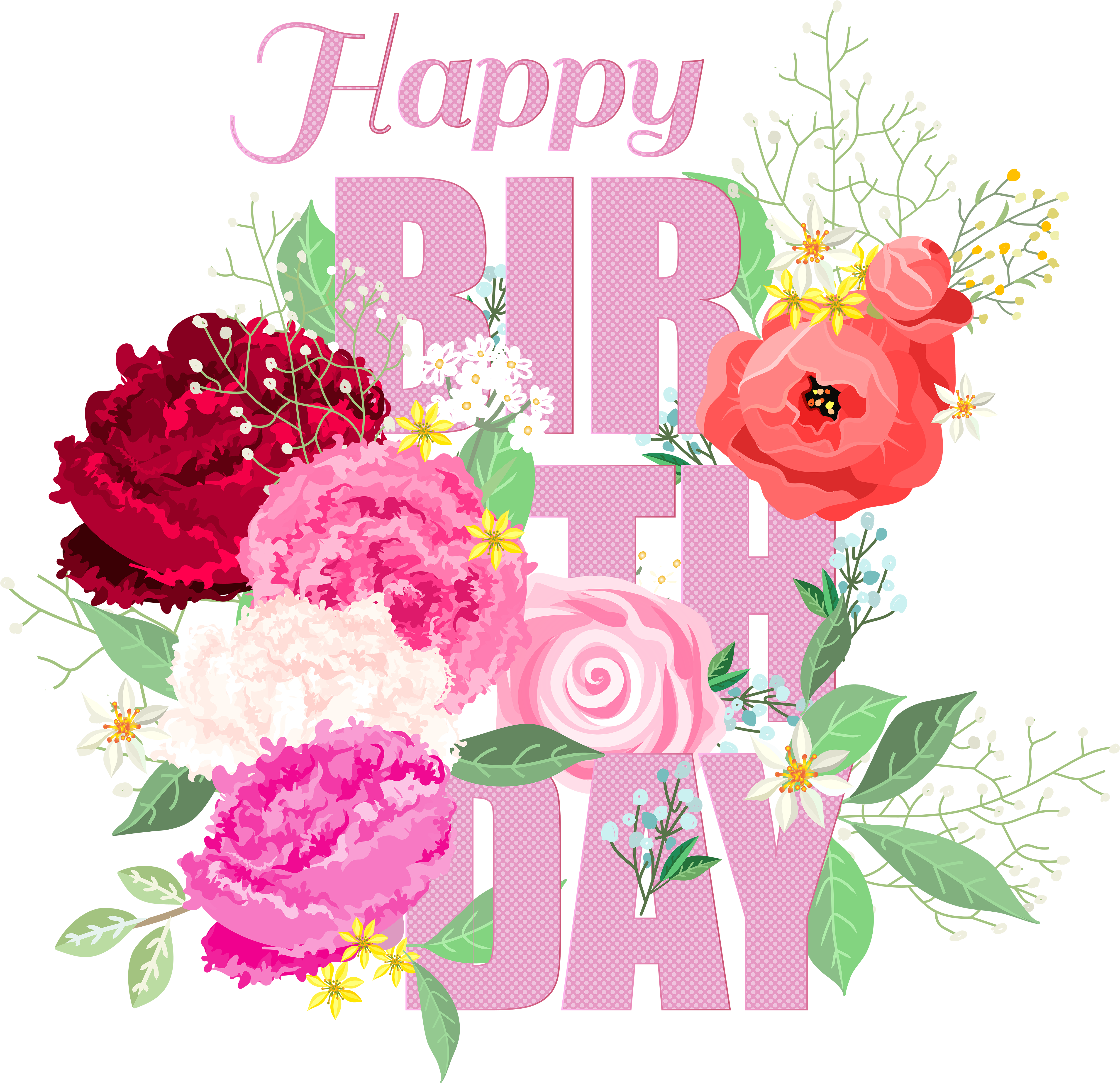 Happy Birthday Transparent Flowers (5000x4837), Png Download