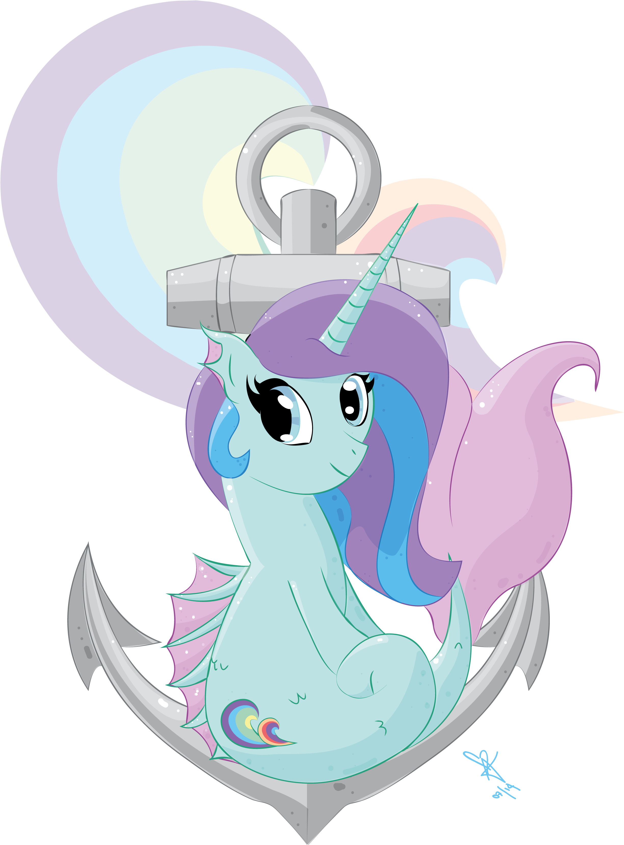 Mermaid Unicorn Pony - Cartoon Unicorn Mermaid Png (2646x3673), Png Download