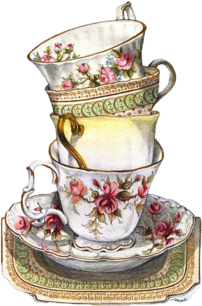 Drawn Teacup Fancy - Vintage Tea Party Clip Art (499x657), Png Download