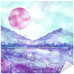 Watercolor Mountain Landscape, Blue, Purple Mountains, - Watercolor Mountains (400x400), Png Download
