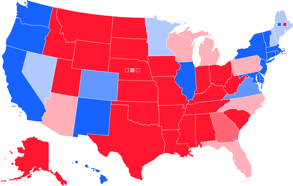 Map Of Swing States In Us Presidential Elections - States With Corporal Punishment (1280x791), Png Download