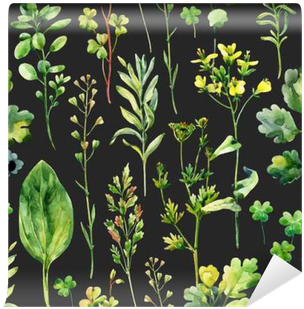 Watercolor Meadow Flowers, Weeds And Herbs Seamless - Luční Plevele A Byliny (400x400), Png Download
