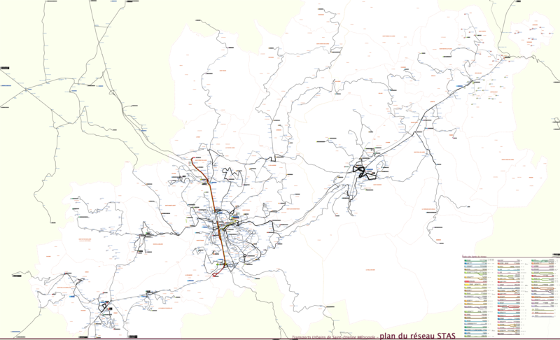 Plan Stas Saint Etienne - Saint Etienne Maps Public Transport (800x486), Png Download