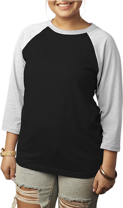 Bella Canvas - Black T Shirt White Sleeve (600x660), Png Download