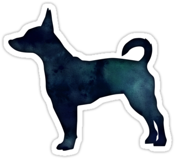 Rat Terrier Black Watercolor Silhouette By Tripoddogdesign - Rat Terrier (375x360), Png Download