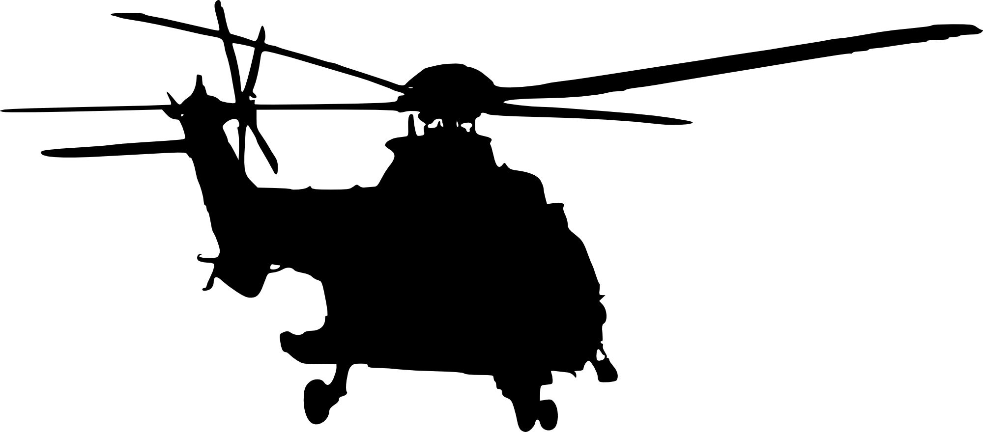 Free Download - Military Helicopter Helicopter Silhouette (2000x880), Png Download