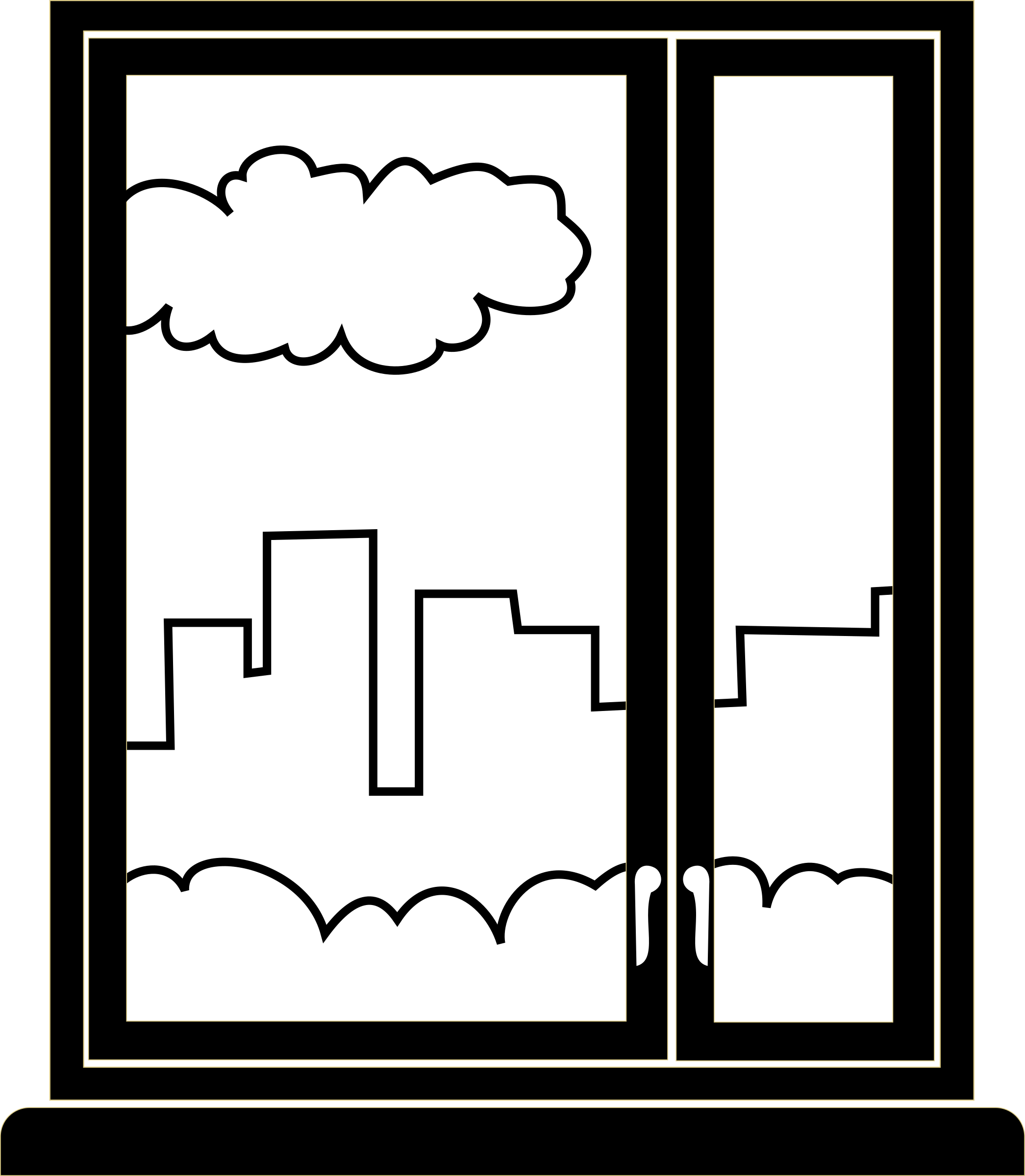 Simple Window Png Download - Jendela Hitam Putih (2091x2400), Png Download