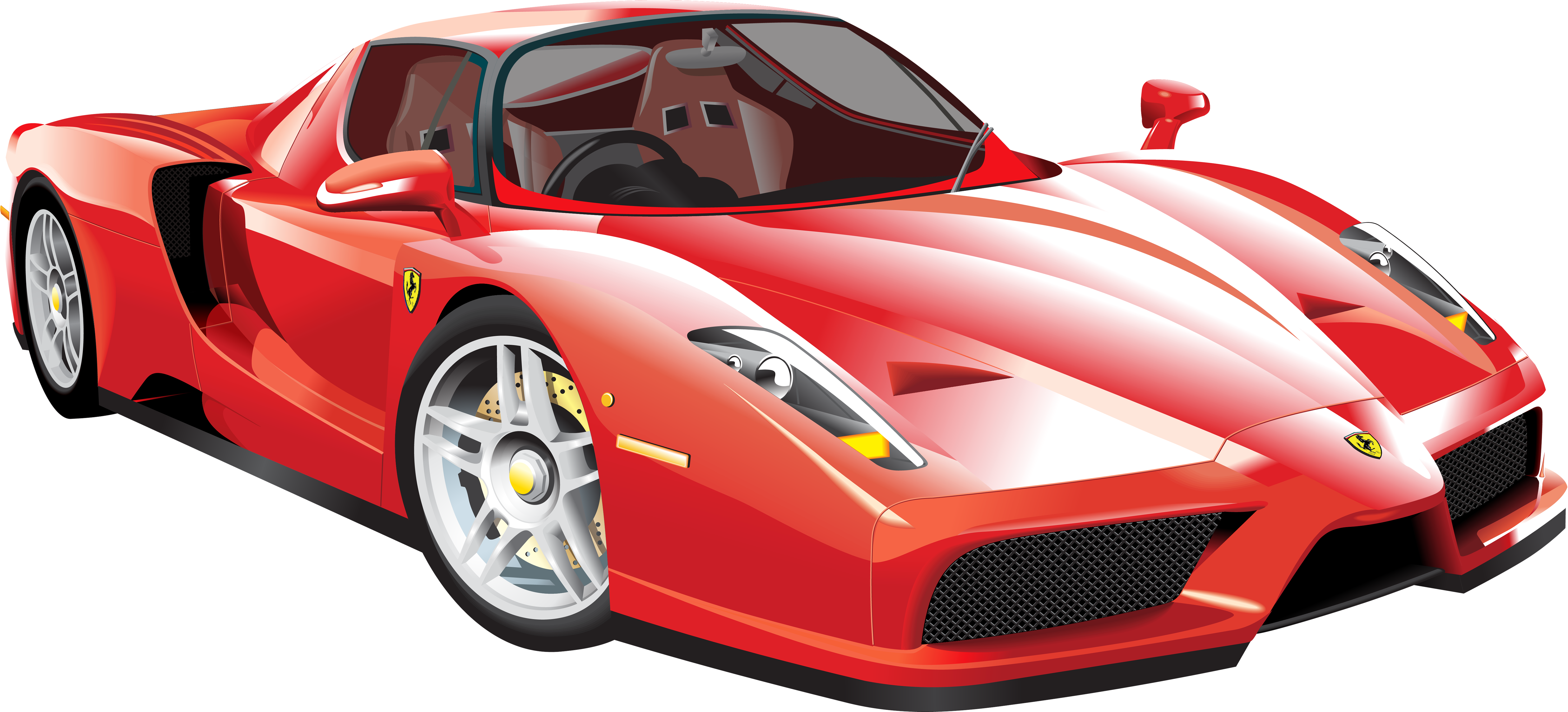Red Ferrari Car Png Clip Art - Hiper Antialerjik Çocuk Odası Halısı Red Car 100x150 (6000x2768), Png Download