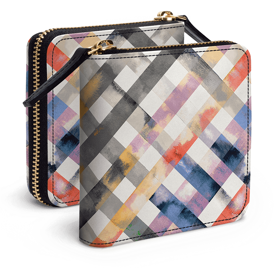 Dailyobjects Gingham Watercolor Orange Yellow Zip Wallet - Coin Purse (900x900), Png Download