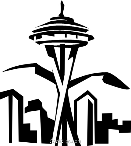 Graphic Transparent Download Seattle Space Needle Silhouette - Space Needle Clip Art (430x480), Png Download