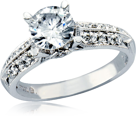 Knife Edge Pave Diamond Ring - Diamond Rings Transparent Background (473x405), Png Download