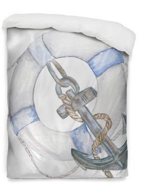 Life Ring, Anchor Duvet Cover • Pixers® • We Live To - Watercolor Painting (400x400), Png Download