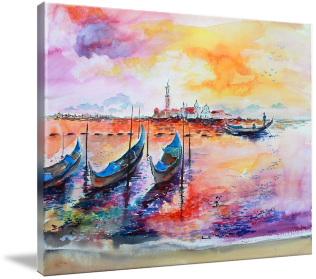 Choose Your Favorite Throw Pillow From Thousands Of - Gallery-wrapped Canvas Art Print 32 X 23 Entitled Venice (650x573), Png Download