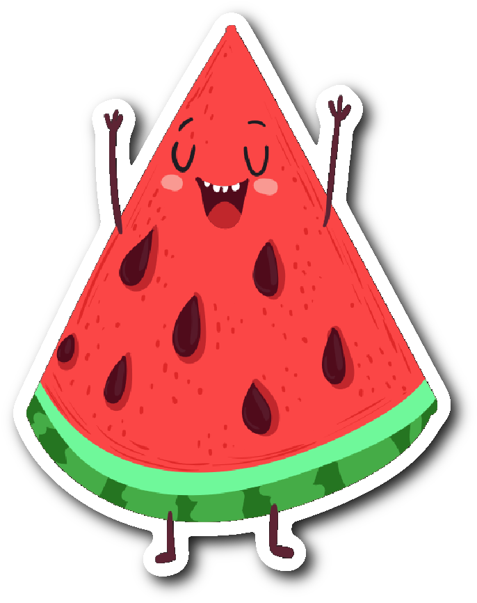 Happy Watermelon Sticker - Watermelon Stickers Png (1064x1064), Png Download