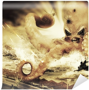 War With A Large Sea Monster - Sea Monster (400x400), Png Download