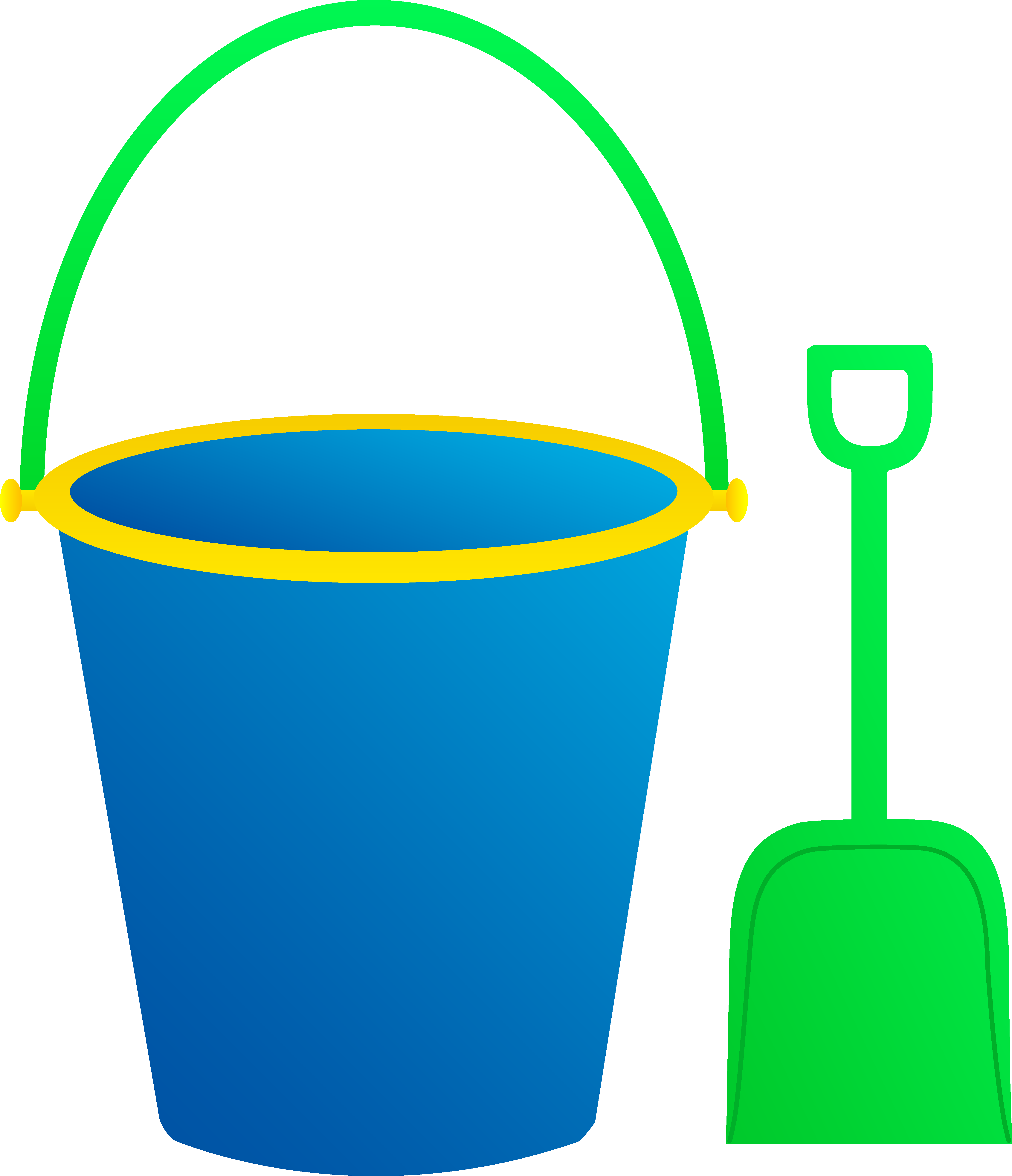 Sand Bucket Free Clipart Vector Library Library - Bucket And Shovel Clipart (5409x6283), Png Download