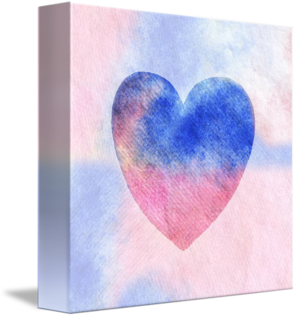 Blue & Pink Heart Http - Canvas Print (606x650), Png Download