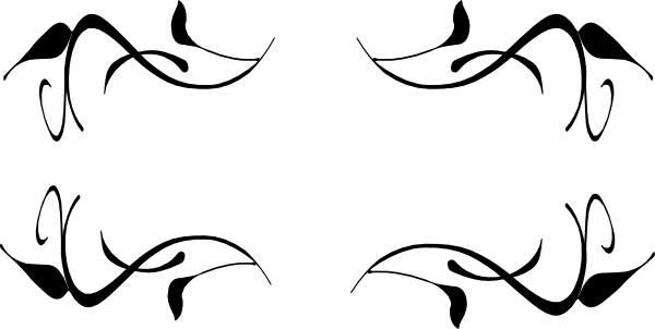 Filigree - Black And White Vines Border (600x302), Png Download