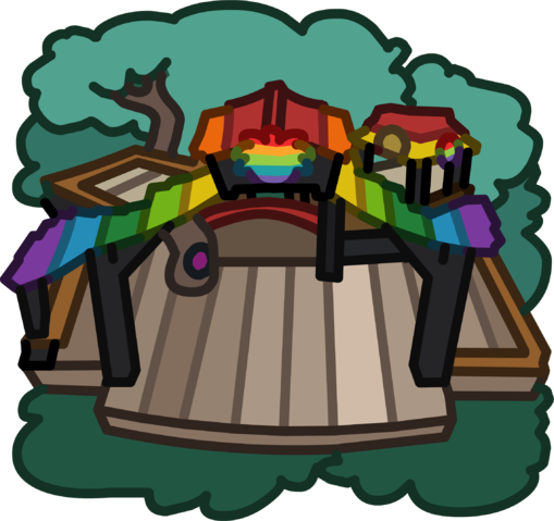 Rainbow Puffle Tree House Icon - Iglu Casa De Arbol De Puffles (509x479), Png Download