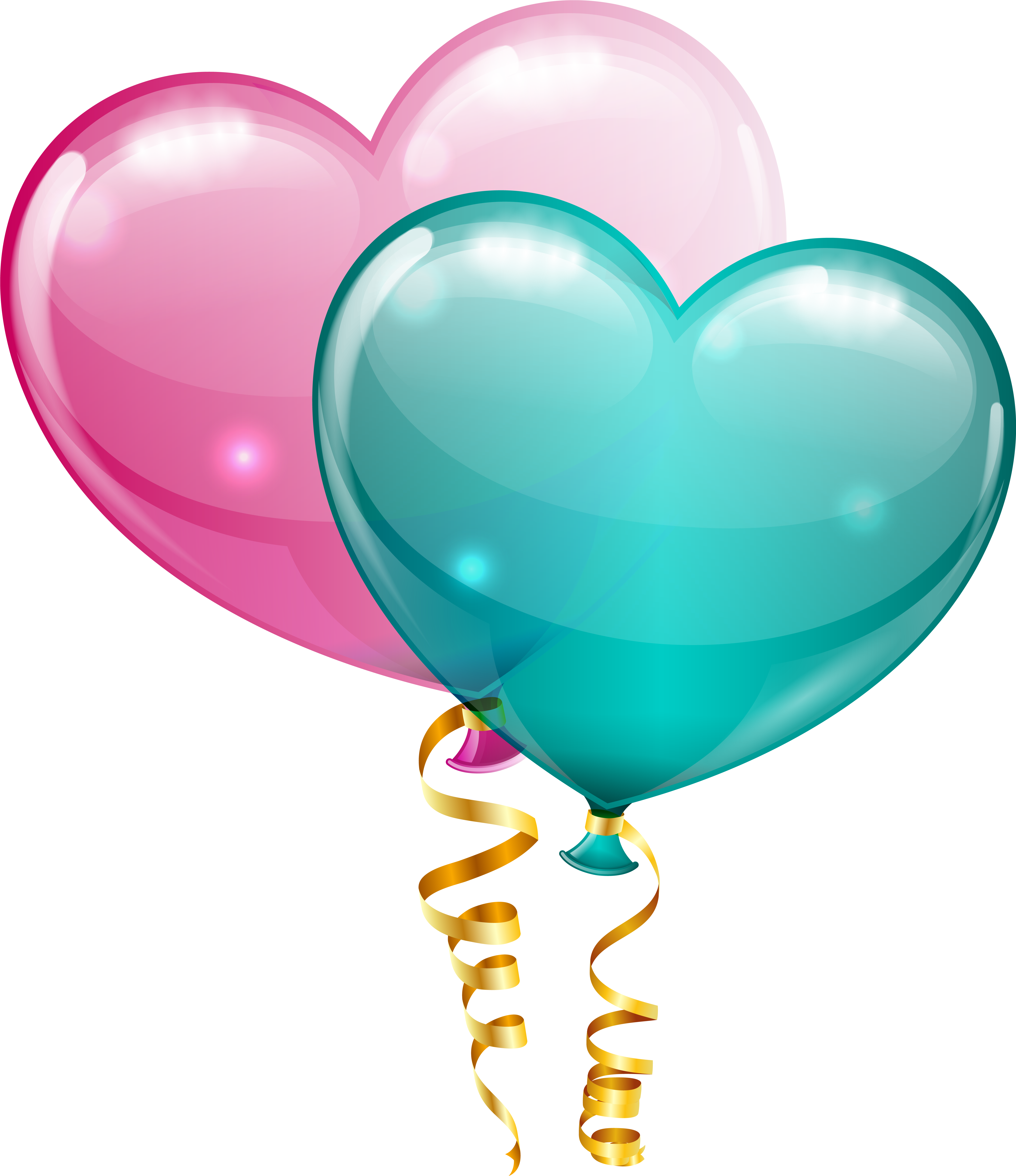 Pink And Blue Heart Balloons Png Clipart Image - Pink And Blue Balloons Png (519x600), Png Download